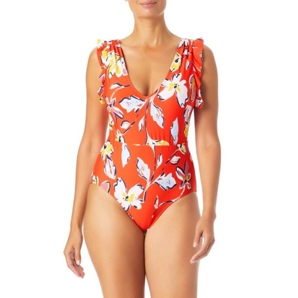 NWT CATALINA FLORAL FLUTTER SLEEVE ONE PIECE SWIMSUIT